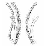 0.15 Carat (ctw) 10K White Gold Round Cut White Diamond Ladies Crawler Climber Earrings