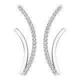 0.15 Carat (ctw) 10K White Gold Round Cut White Diamond Ladies Crawler Climber Earrings