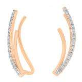 0.15 Carat (ctw) 14K Rose Gold Round Cut White Diamond Ladies Crawler Climber Earrings