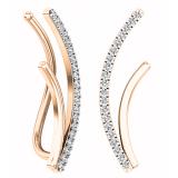 0.15 Carat (ctw) 14K Rose Gold Round Cut White Diamond Ladies Crawler Climber Earrings