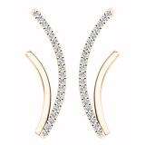 0.15 Carat (ctw) 14K Rose Gold Round Cut White Diamond Ladies Crawler Climber Earrings