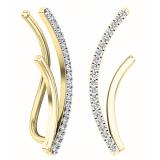 0.15 Carat (ctw) 14K Yellow Gold Round Cut White Diamond Ladies Crawler Climber Earrings