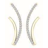 0.15 Carat (ctw) 14K Yellow Gold Round Cut White Diamond Ladies Crawler Climber Earrings