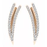 0.20 Carat (ctw) 10K Rose Gold Round Cut White Diamond Ladies Double Row Crawler Climber Earrings 1/5 CT
