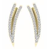 0.20 Carat (ctw) 10K Yellow Gold Round Cut White Diamond Ladies Double Row Crawler Climber Earrings 1/5 CT