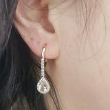 1.70 Carat (ctw) 18K Rose Gold Pear Cut Morganite & Round Cut White Diamond Ladies Dangling Drop Earrings
