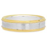 10K White & Yellow Gold Men's Ladies Unisex Ring Wedding Band Edged Plain Shiny Polished Traditional Fit