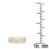 14K White & Yellow Gold Men's Ladies Unisex Ring Wedding Band Edged Plain Shiny Polished Traditional Fit