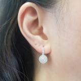 0.55 Carat (ctw) 10K White Gold Round Cut Diamond Ladies Halo Style Dangling Drop Earrings 1/2