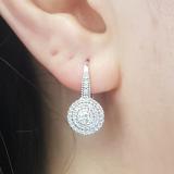 0.55 Carat (ctw) 14K White Gold Round Cut Diamond Ladies Halo Style Dangling Drop Earrings 1/2