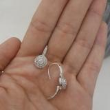 0.55 Carat (ctw) 14K White Gold Round Cut Diamond Ladies Halo Style Dangling Drop Earrings 1/2