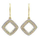 0.24 Carat (ctw) 10K Yellow Gold Round Cut White Diamond Ladies Cushion Shape Dangling Drop Earrings 1/4 CT