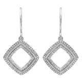 0.24 Carat (ctw) 18K White Gold Round Cut White Diamond Ladies Cushion Shape Dangling Drop Earrings 1/4 CT