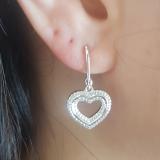 0.25 Carat (ctw) 10K White Gold Round Cut White Diamond Ladies Heart Shape Dangling Drop Earrings 1/4 CT