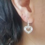 0.25 Carat (ctw) 10K White Gold Round Cut White Diamond Ladies Heart Shape Dangling Drop Earrings 1/4 CT