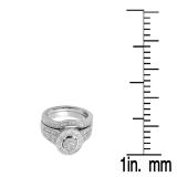 0.45 Carat (ctw) Sterling Silver Round White Diamond Ladies Bridal Engagement Ring Set 1/2 CT