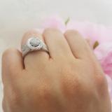 0.45 Carat (ctw) Sterling Silver Round White Diamond Ladies Bridal Engagement Ring Set 1/2 CT