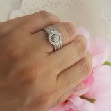 0.45 Carat (ctw) Sterling Silver Round White Diamond Ladies Bridal Engagement Ring Set 1/2 CT