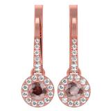 0.42 Carat (ctw) 10K Rose Gold Round Champagne Diamond & White Diamond Ladies Halo Style Dangling Drop Earrings