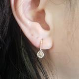 0.42 Carat (ctw) 10K Rose Gold Round Champagne Diamond & White Diamond Ladies Halo Style Dangling Drop Earrings