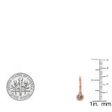 0.42 Carat (ctw) 10K Rose Gold Round Champagne Diamond & White Diamond Ladies Halo Style Dangling Drop Earrings