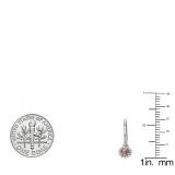 0.42 Carat (ctw) 10K White Gold Round Champagne Diamond & White Diamond Ladies Halo Style Dangling Drop Earrings