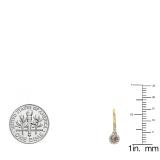 0.42 Carat (ctw) 10K Yellow Gold Round Champagne Diamond & White Diamond Ladies Halo Style Dangling Drop Earrings