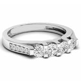 0.55 Carat (ctw) 10k White Gold Round Cut White Diamond Ladies Anniversary Wedding Stackable Band