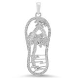 0.03 Carat (ctw) Sterling Silver Round Cut White Diamond Ladies Flip Flop Sandal Pendant