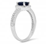 1.40 Carat (ctw) 10K White Gold Oval Cut Blue Sapphire & Round Cut White Diamond Ladies Bridal Halo Style Engagement Ring
