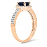 1.40 Carat (ctw) 14K Rose Gold Oval Cut Blue Sapphire & Round Cut White Diamond Ladies Bridal Halo Style Engagement Ring