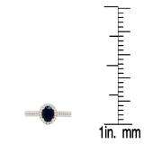 1.40 Carat (ctw) 14K Rose Gold Oval Cut Blue Sapphire & Round Cut White Diamond Ladies Bridal Halo Style Engagement Ring