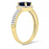 1.40 Carat (ctw) 14K Yellow Gold Oval Cut Blue Sapphire & Round Cut White Diamond Ladies Bridal Halo Style Engagement Ring
