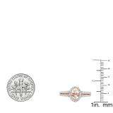 0.85 Carat (ctw) 10K Rose Gold Oval Cut Morganite & Round Cut White Diamond Ladies Split Shank Bridal Halo Engagement Ring