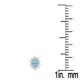 1.15 Carat (ctw) 10K White Gold Oval Cut Blue Topaz & Round Cut White Diamond Ladies Flower Shape Cluster Fashion Stud Earrings