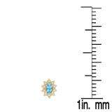 1.15 Carat (ctw) 10K Yellow Gold Oval Cut Blue Topaz & Round Cut White Diamond Ladies Flower Shape Cluster Fashion Stud Earrings