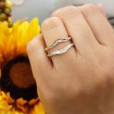 0.25 Carat (ctw) 10K Rose Gold Round & Baguette Cut White Diamond Ladies Anniversary Wedding Band Enhancer Double Guard Ring 1/4 CT