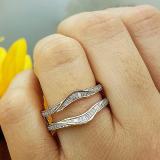 0.25 Carat (ctw) 10K Rose Gold Round & Baguette Cut White Diamond Ladies Anniversary Wedding Band Enhancer Double Guard Ring 1/4 CT