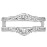 0.25 Carat (ctw) 10K White Gold Round & Baguette Cut White Diamond Ladies Anniversary Wedding Band Enhancer Double Guard Ring 1/4 CT