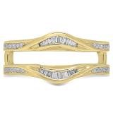 0.25 Carat (ctw) 10K Yellow Gold Round & Baguette Cut White Diamond Ladies Anniversary Wedding Band Enhancer Double Guard Ring 1/4 CT
