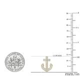 0.32 Carat (ctw) 10K Yellow Gold Round Cut White Diamond Ladies Anchor Stud Earrings 1/3 CT