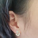 0.32 Carat (ctw) 10K Yellow Gold Round Cut White Diamond Ladies Anchor Stud Earrings 1/3 CT