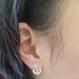 0.32 Carat (ctw) 18K White Gold Round Cut White Diamond Ladies Anchor Stud Earrings 1/3 CT