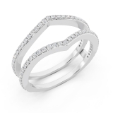 0.40 Carat (ctw) 10K White Gold Round Diamond Ladies Anniversary Wedding Band Enhancer Guard Double Ring