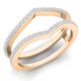 0.40 Carat (ctw) 18K Rose Gold Round Diamond Ladies Anniversary Wedding Band Enhancer Guard Double Ring