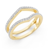 0.40 Carat (ctw) 18K Yellow Gold Round Diamond Ladies Anniversary Wedding Band Enhancer Guard Double Ring