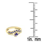 0.25 Carat (ctw) 10K Yellow Gold Round Cut White Diamond & Blue Sapphire Ladies Bridal Irish Love & Friendship Heart Shape Engagement Ring Set 1/4 CT