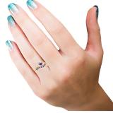 0.25 Carat (ctw) 18K Rose Gold Round Cut White Diamond & Blue Sapphire Ladies Bridal Irish Love & Friendship Heart Shape Engagement Ring Set 1/4 CT