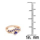 0.25 Carat (ctw) 18K Rose Gold Round Cut White Diamond & Blue Sapphire Ladies Bridal Irish Love & Friendship Heart Shape Engagement Ring Set 1/4 CT
