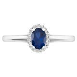 0.70 Carat (ctw) 10K White Gold Oval Cut Blue Sapphire & Round White Diamond Ladies Bridal Halo Engagement Ring 3/4 CT